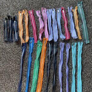 VINTAGE Metal Zippers Multi Colors & Sizes SEWING LOT OF 25 Unused
